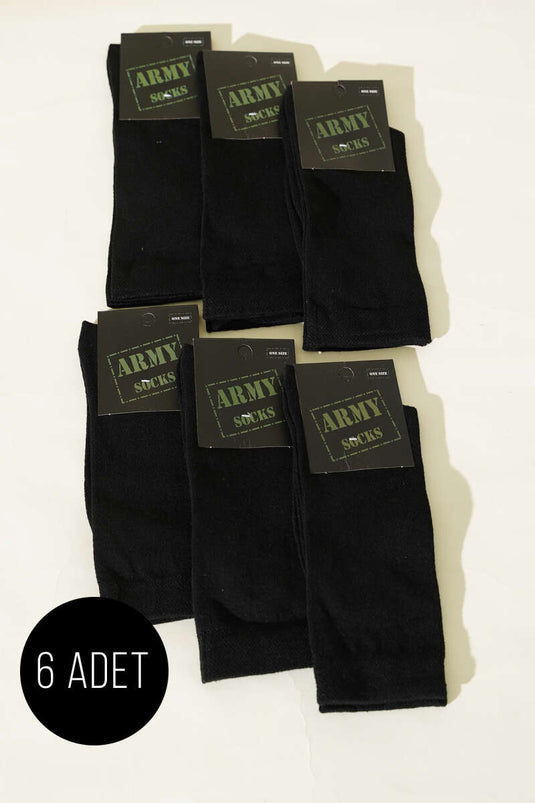 Men's 6-Pack Military Socks, Black