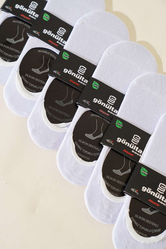 جوارب باليرينا من الخيزران للرجال، عبوة من 6 قطع، باللون الأبيض