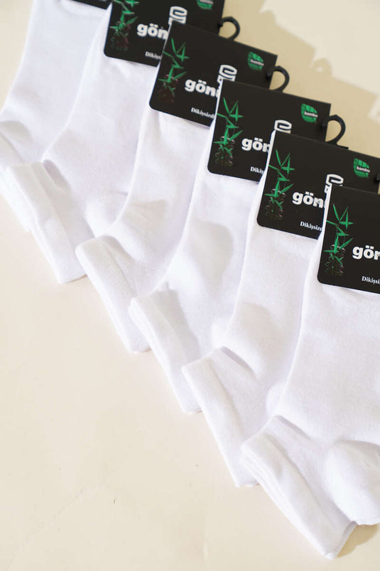 Erkek 6'lı Bambu Patik Çorap Beyaz