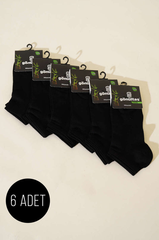 Erkek 6'lı Bambu Patik Çorap Siyah