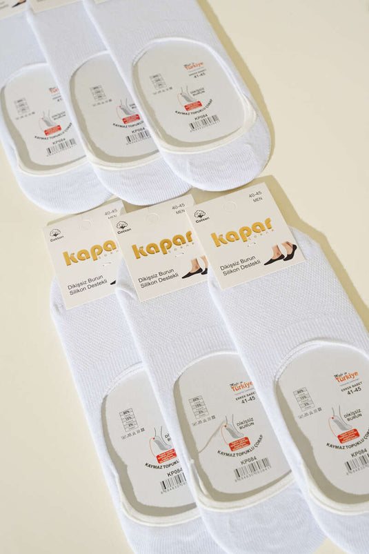 Men's 6-Pack Seamless Toe Ballet Socks White