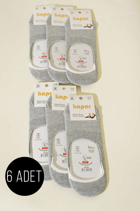 Men's 6-Pack Seamless Toe Ballet Socks Grey