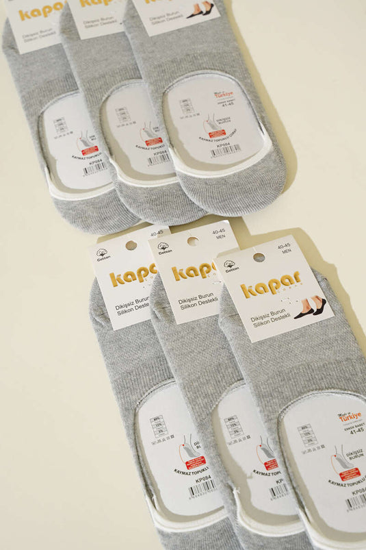 Men's 6-Pack Seamless Toe Ballet Socks Grey