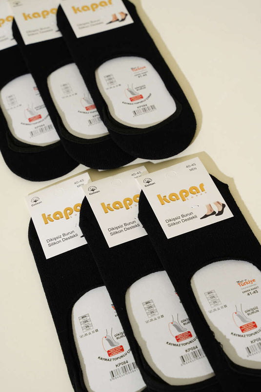 Men's 6-Pack Seamless Toe Ballet Socks Black