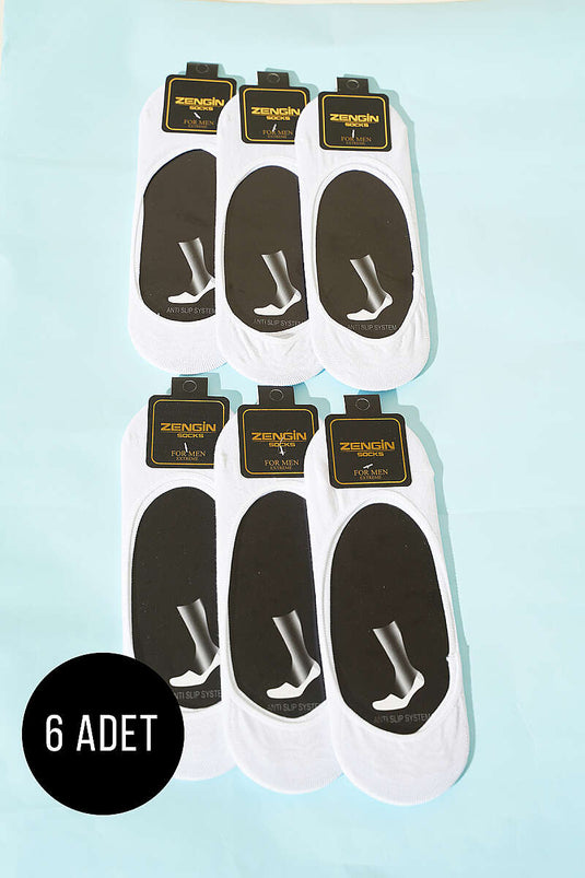 Lot De 6 Chaussettes Ballerines Blanches Pour Hommes