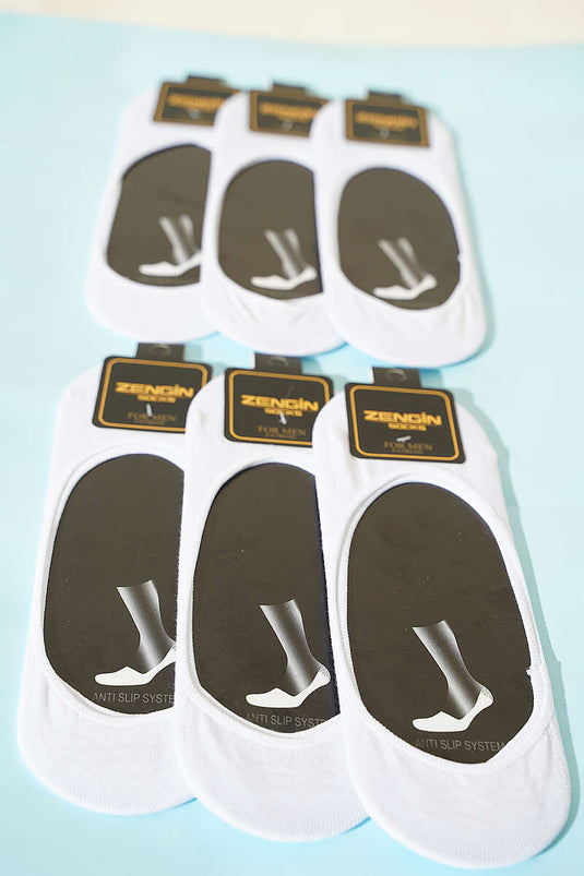 Lot De 6 Chaussettes Ballerines Blanches Pour Hommes