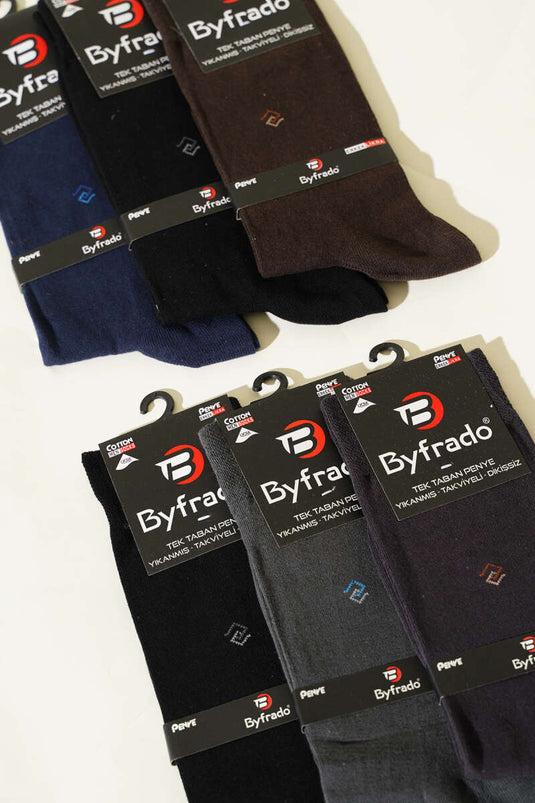 Erkek 6'lı Likralı Penye Soket Çorap Asorti 1