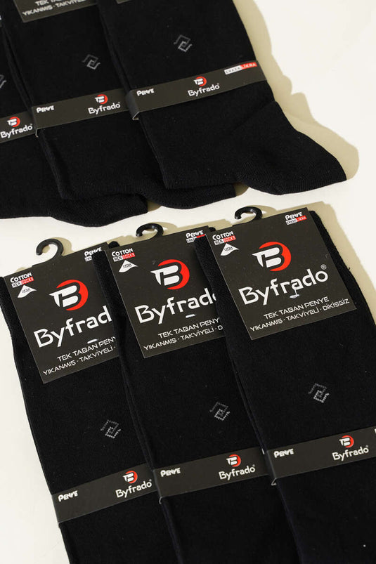 Erkek 6'lı Likralı Penye Soket Çorap Siyah