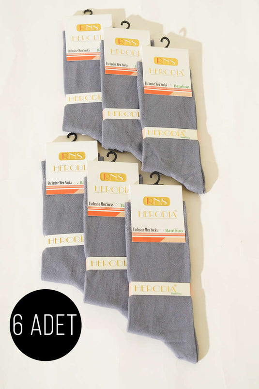 Erkek 6'lı Modal Soket Çorap Gri