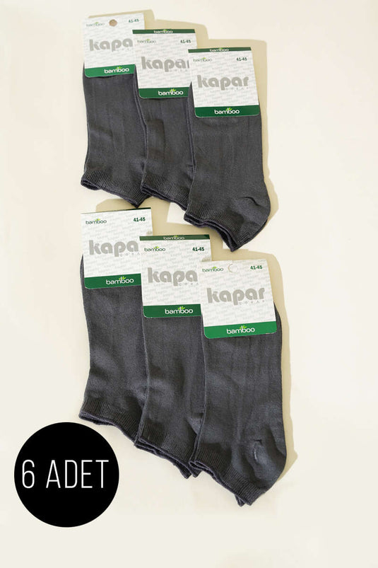 Erkek 6'lı Patik Basic Bambu Çorap Antrasit