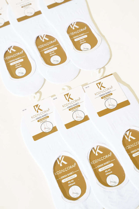 Erkek 6'lı Penye Babet Çorap Beyaz