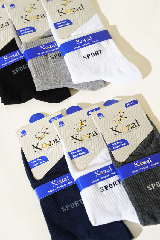 Assortiment de 6 paires de chaussettes mi-mollet en coton peigné pour homme 1