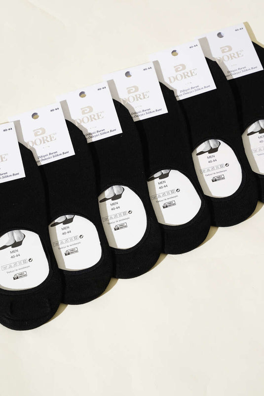 جوارب راقصة الباليه السيليكونية للرجال - عبوة من 6 قطع - لون أسود