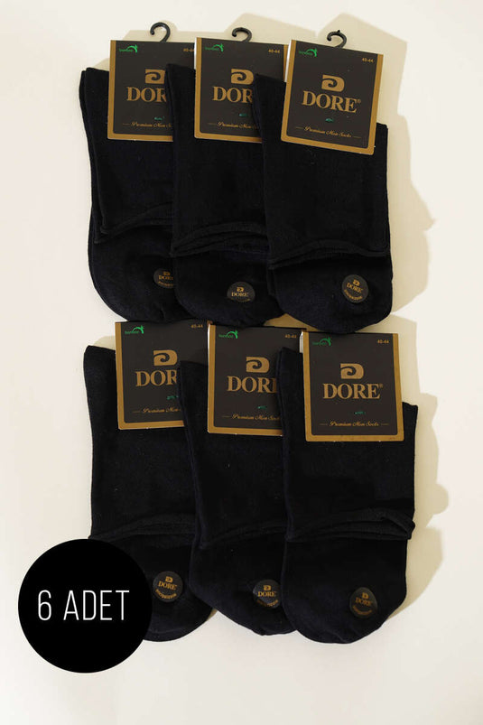 Chaussettes noires mi-mollet pour hommes, lot de 6, adaptées aux diabétiques