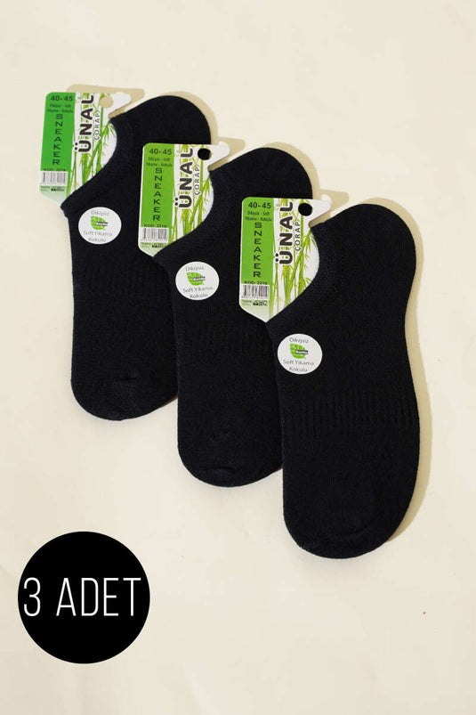 Herren-Sneakersocken aus Bambus, 3er-Pack, Marineblau