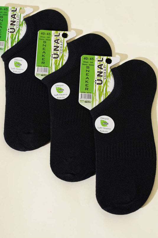 Herren-Sneakersocken aus Bambus, 3er-Pack, Marineblau