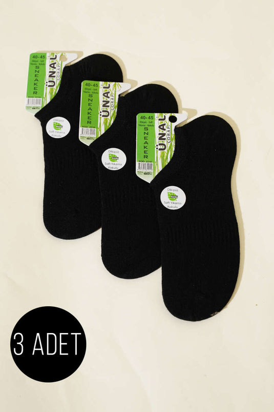 Schwarze 3er-Packung Bambus-Sneakersocken für Herren
