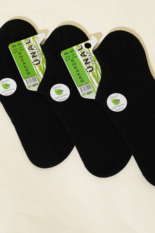Schwarze 3er-Packung Bambus-Sneakersocken für Herren