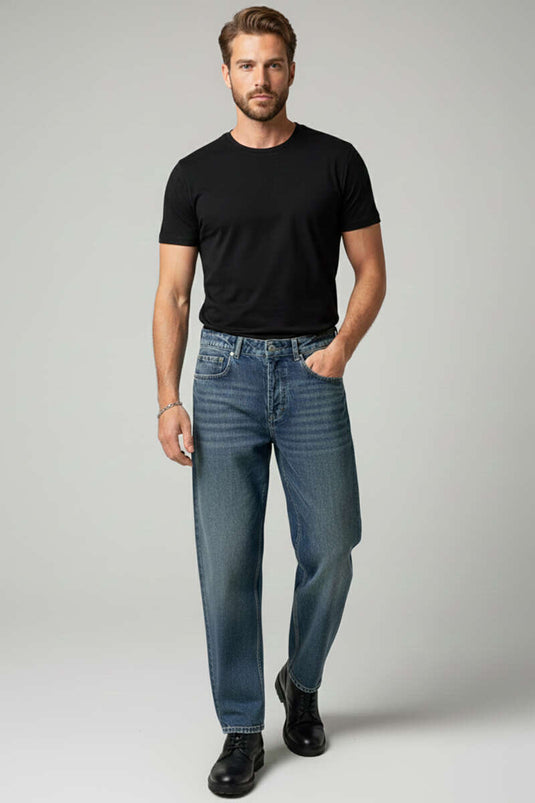 Men's Loose Denim Trousers with Tint