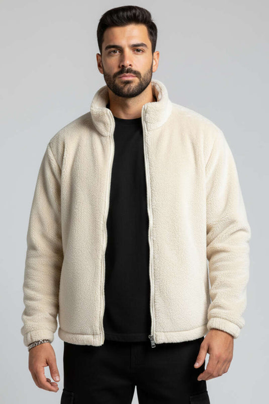 Manteau en fourrure pour homme écru