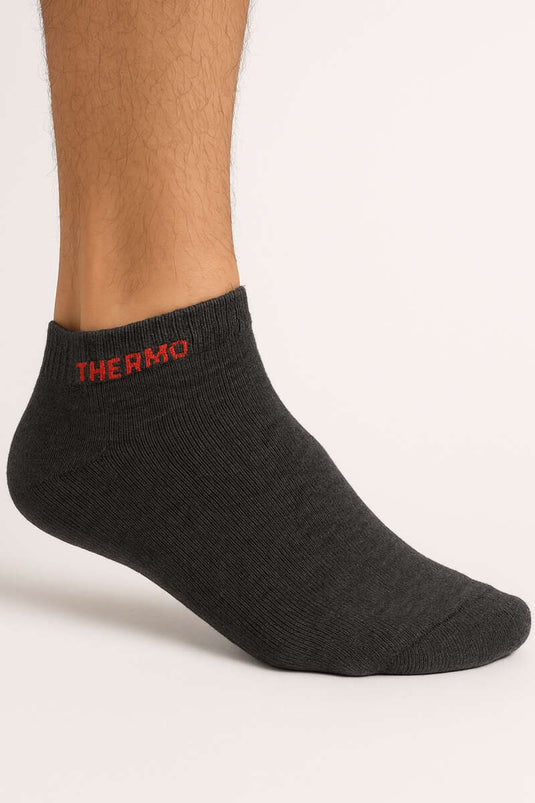 Men's Thermal Terry Ankle Socks, Smoke Grey