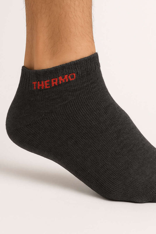 Men's Thermal Terry Ankle Socks, Smoke Grey