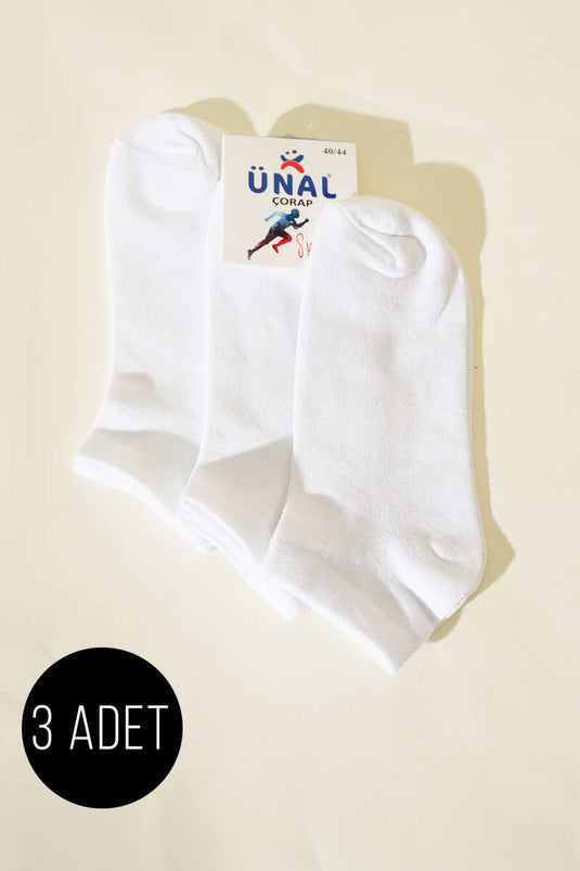 Weiße Herren-Knöchelsocken, 3er-Pack