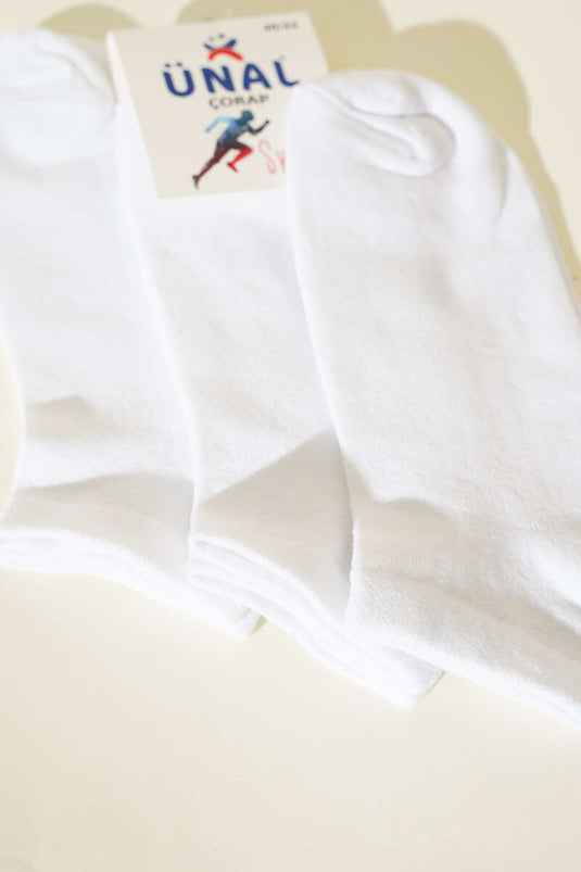 Weiße Herren-Knöchelsocken, 3er-Pack