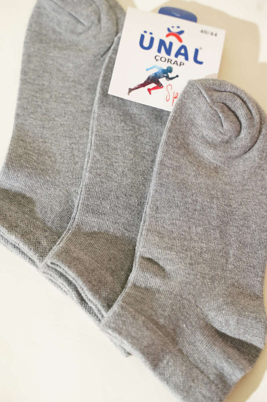 Graue Herren-Knöchelsocken, 3er-Pack