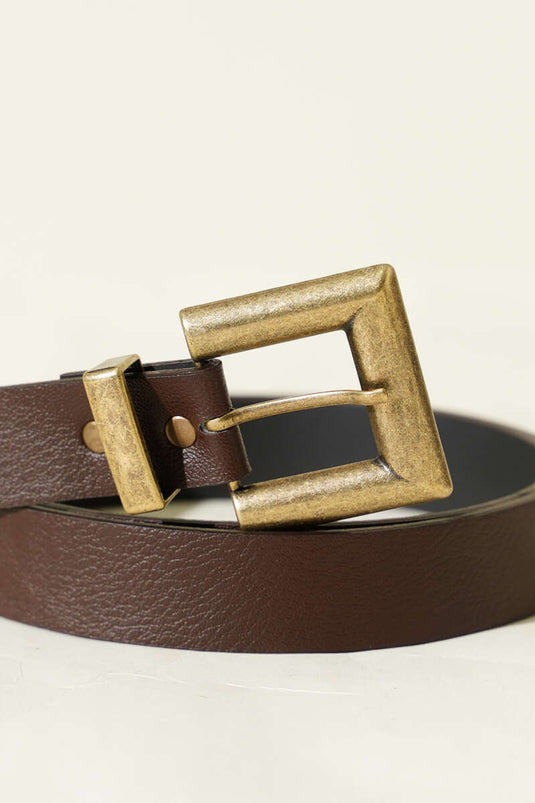 Ceinture carrée à boucle usée marron