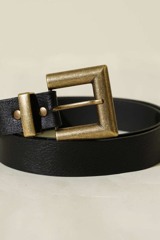 Ceinture carrée à boucle usée noire
