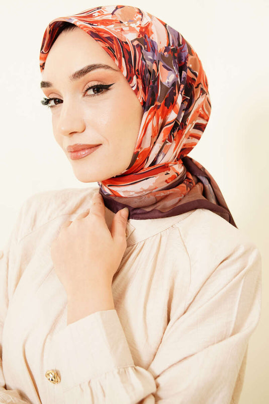 Foulard à motif floral Eskiz kaki