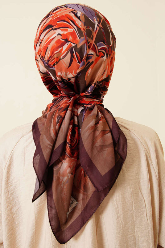 Foulard à motif floral Eskiz kaki