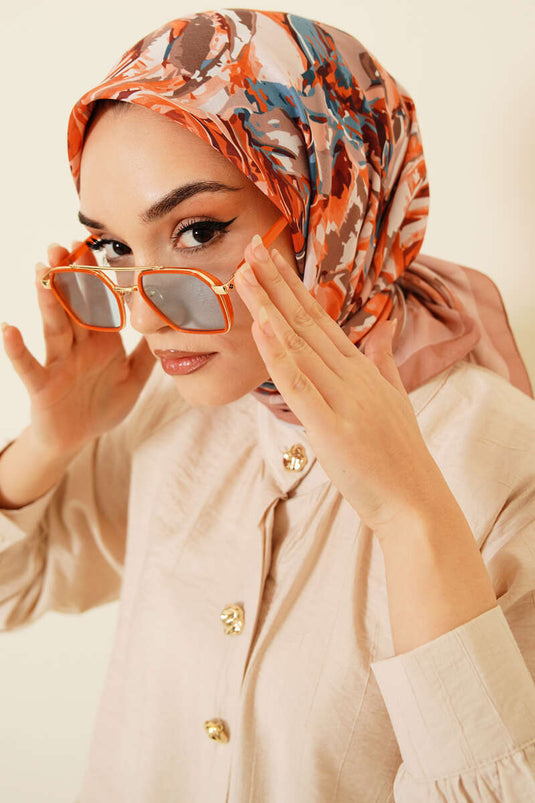 Foulard motif esquisse florale latte