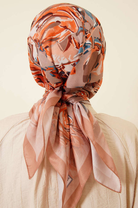 Foulard motif esquisse florale latte