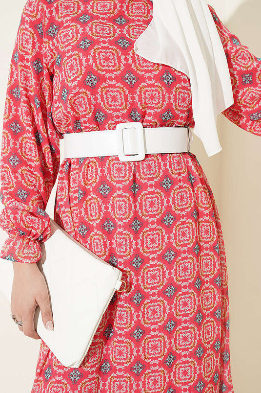 Abito In Chiffon Rosa Con Gonna Arricciata E Vestibilità Comoda