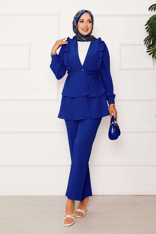 Costume deux pièces avec volants et détails volantés sur la jupe, Saxe