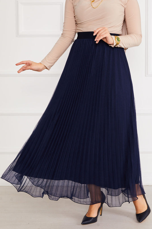 Navy Modest Tüllrock Mit Rüschen