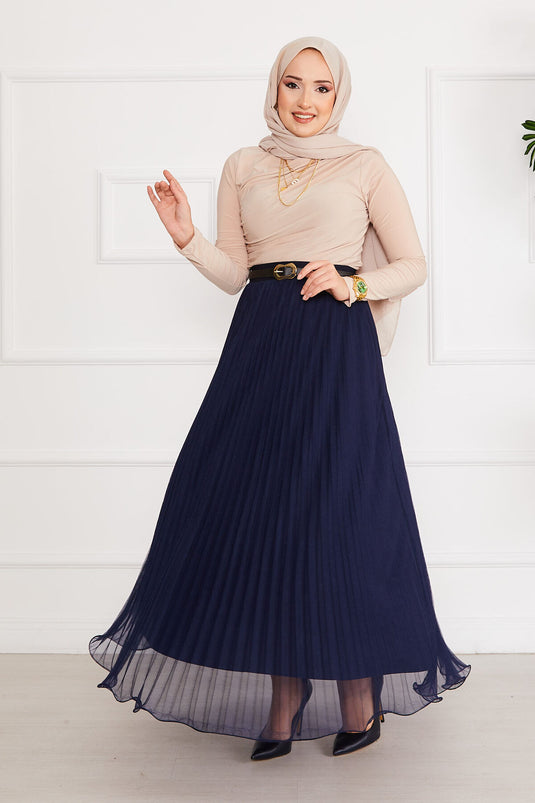 Navy Modest Tüllrock Mit Rüschen