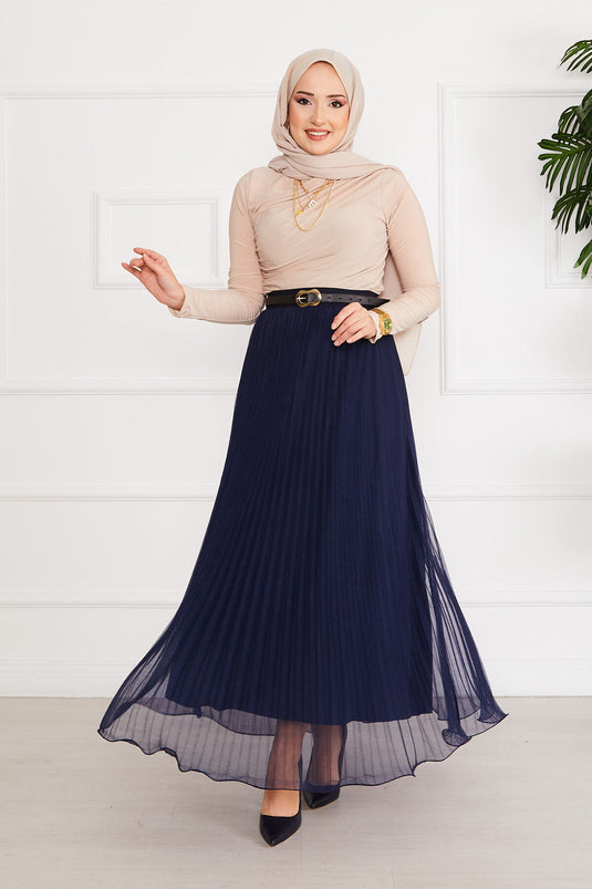 Navy Modest Tüllrock Mit Rüschen