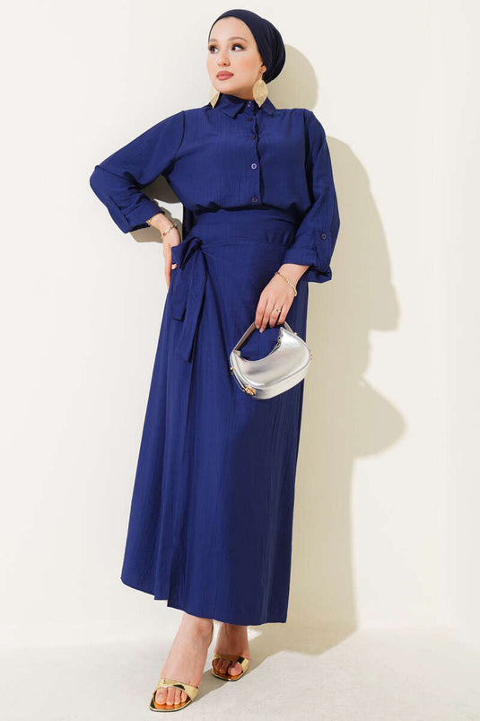 Two-Piece Set with Side Tie Skirt - Parliament