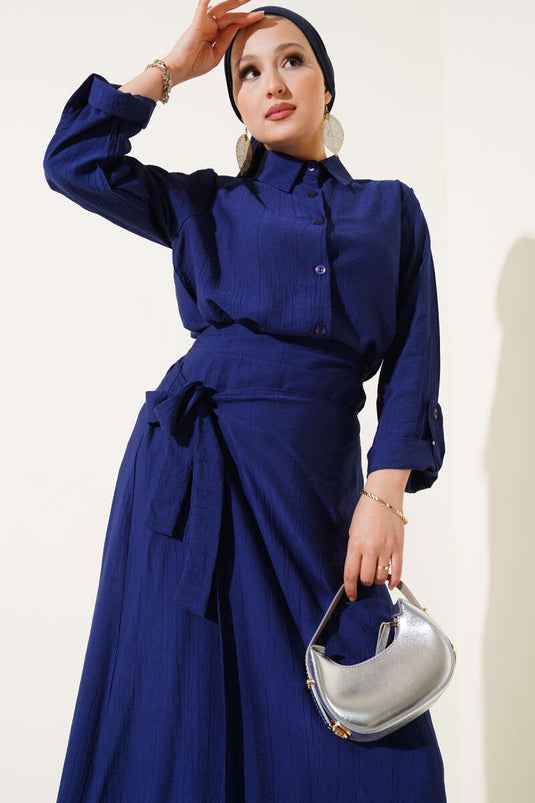 Two-Piece Set with Side Tie Skirt - Parliament