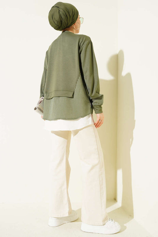 Tunic with Skirt Hem Garnish Detail Loyşa Khaki