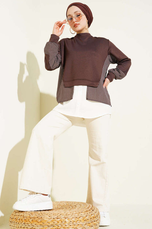 Loyşa Tunic with Hem Garnish Detail Brown