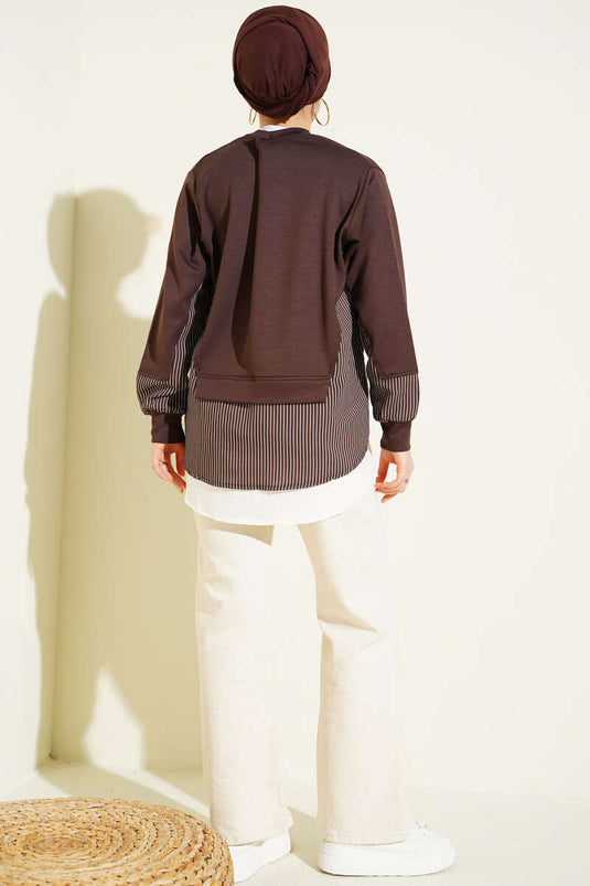 Loyşa Tunic with Hem Garnish Detail Brown