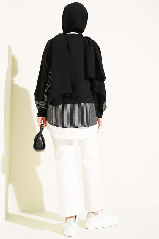 Lace-Trimmed Hem Loyşa Tunic Black