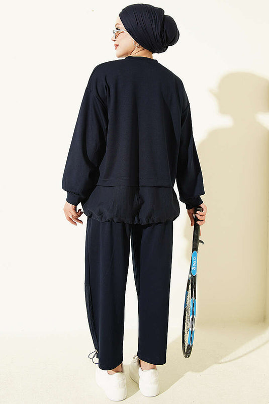 Navy Blau Elastischer Rock Set