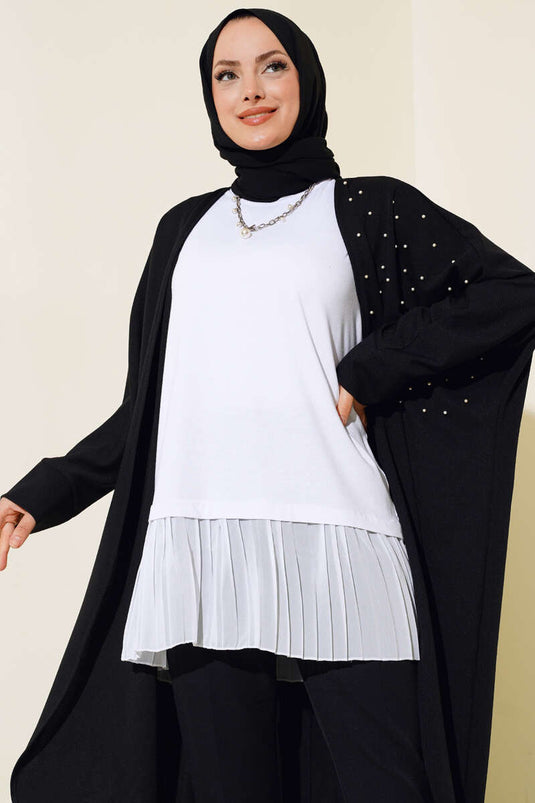 Sous-vêtements sans manches à ourlet plissé Blanc