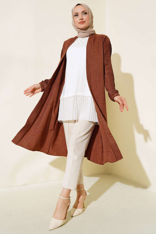 Ärmellose Unterhose mit plissiertem Saum Ecru