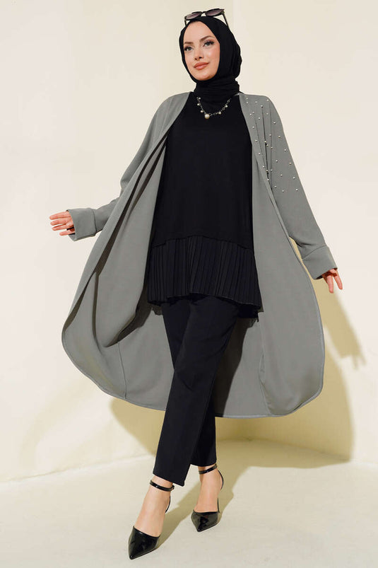 Pleated Hem Sleeveless Undershirt Black